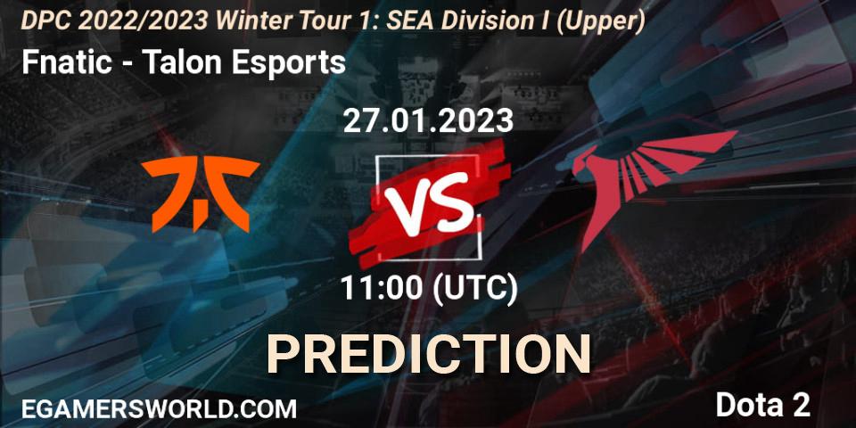 Fnatic vs Talon Esports: Match Prediction. 27.01.2023 at 11:21, Dota 2, DPC 2022/2023 Winter Tour 1: SEA Division I (Upper)