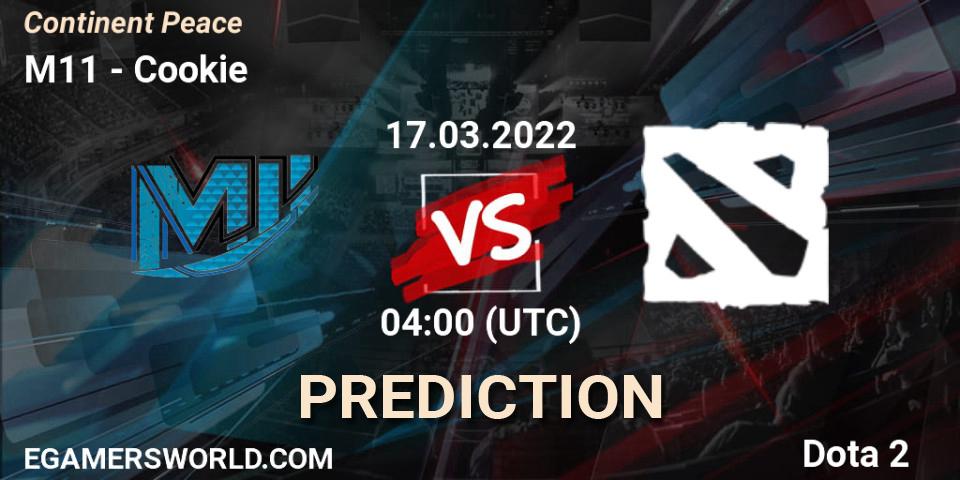 M11 vs Cookie: Match Prediction. 17.03.2022 at 04:19, Dota 2, Continent Peace