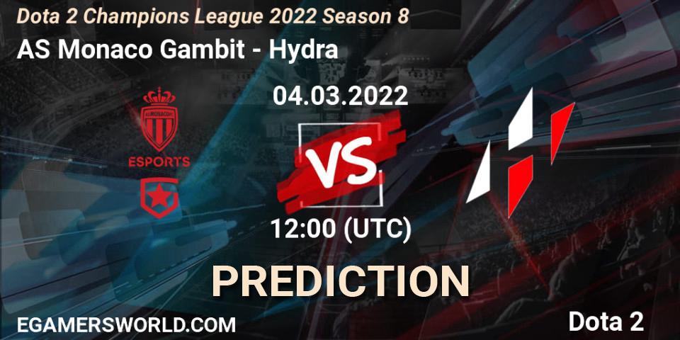 AS Monaco Gambit vs Hydra: Match Prediction. 23.03.2022 at 12:00, Dota 2, Dota 2 Champions League 2022 Season 8