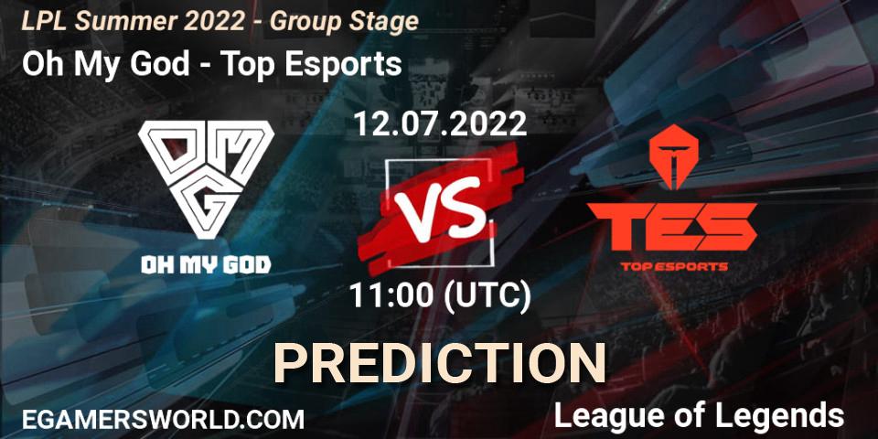 Oh My God vs Top Esports: Match Prediction. 12.07.22, LoL, LPL Summer 2022 - Group Stage