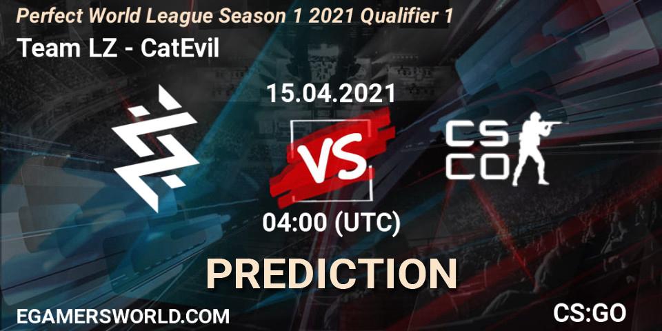 Team LZ vs CatEvil: Match Prediction. 15.04.2021 at 04:10, Counter-Strike (CS2), Perfect World League Season 1 2021 Qualifier 1