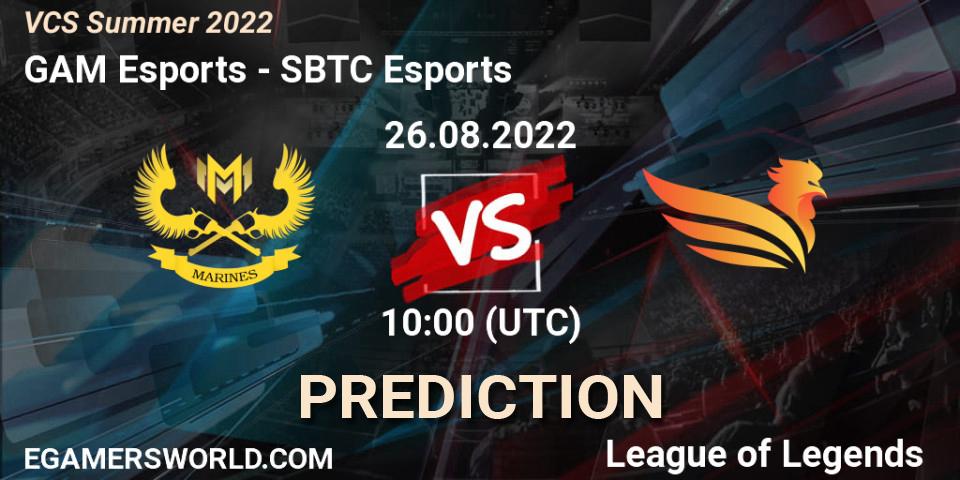 GAM Esports vs SBTC Esports: Match Prediction. 26.08.2022 at 10:00, LoL, VCS Summer 2022