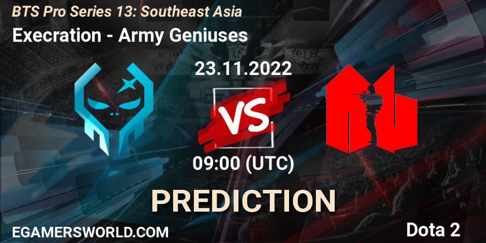Execration vs Army Geniuses: Match Prediction. 23.11.22, Dota 2, BTS Pro Series 13: Southeast Asia