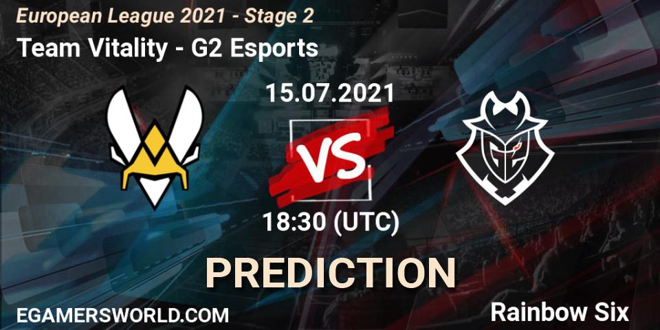Team Vitality vs G2 Esports: Match Prediction. 15.07.2021 at 18:30, Rainbow Six, European League 2021 - Stage 2