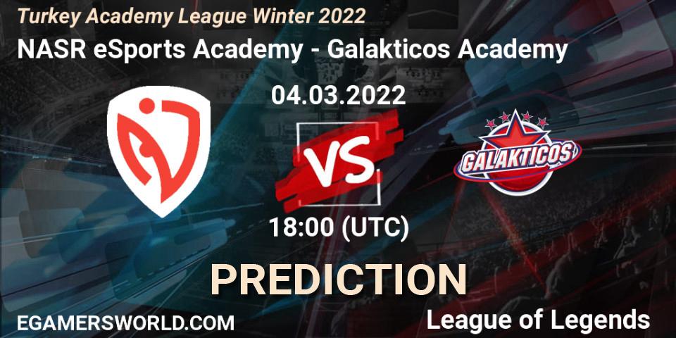 NASR eSports Academy vs Galakticos Academy: Match Prediction. 04.03.2022 at 18:00, LoL, Turkey Academy League Winter 2022