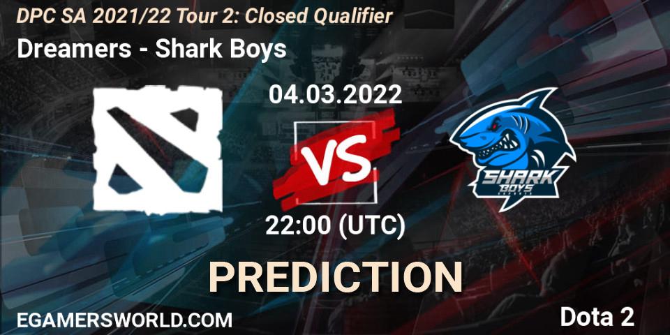 Dreamers vs Shark Boys: Match Prediction. 04.03.22, Dota 2, DPC SA 2021/22 Tour 2: Closed Qualifier