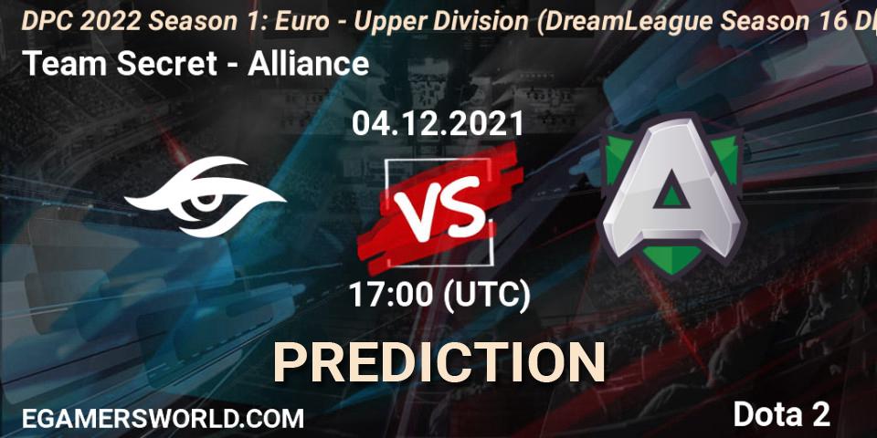 Team Secret vs Alliance: Match Prediction. 04.12.2021 at 16:55, Dota 2, DPC 2022 Season 1: Euro - Upper Division (DreamLeague Season 16 DPC WEU)