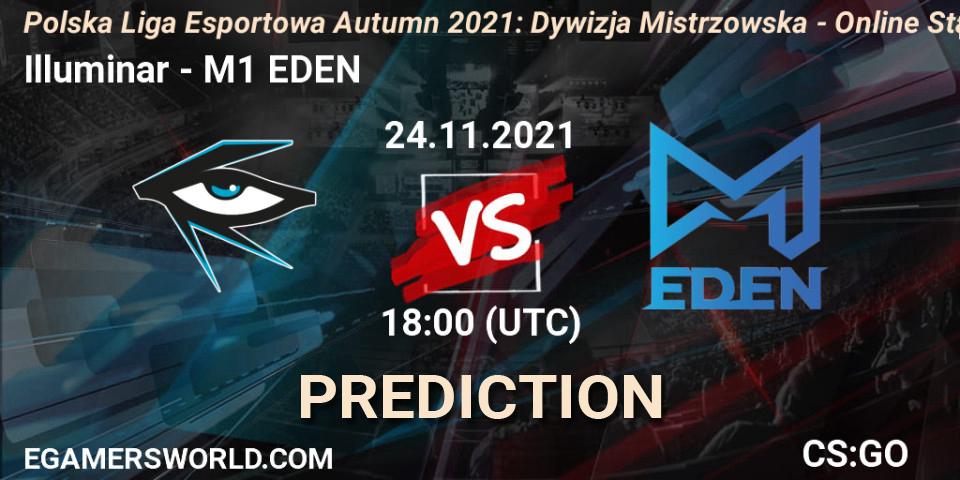 Illuminar vs M1 EDEN: Match Prediction. 24.11.2021 at 20:40, Counter-Strike (CS2), Polska Liga Esportowa Autumn 2021: Dywizja Mistrzowska - Online Stage