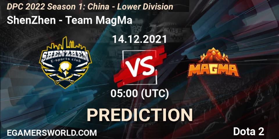 ShenZhen vs Team MagMa: Match Prediction. 14.12.2021 at 04:56, Dota 2, DPC 2022 Season 1: China - Lower Division