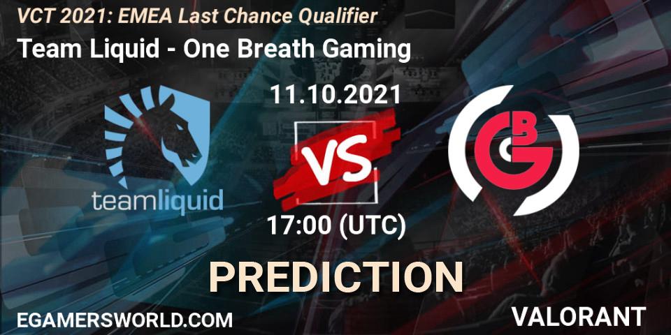 Team Liquid vs One Breath Gaming: Match Prediction. 11.10.21, VALORANT, VCT 2021: EMEA Last Chance Qualifier