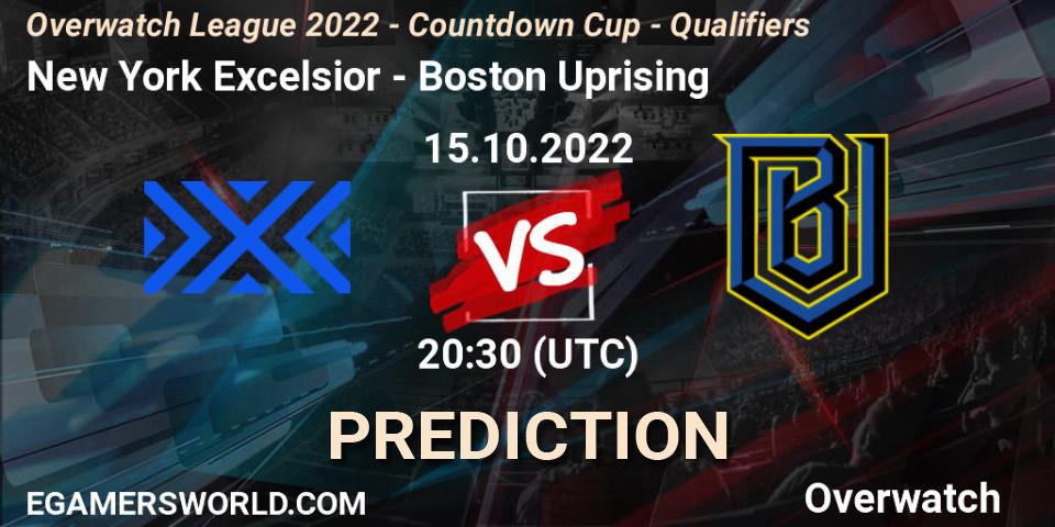 New York Excelsior vs Boston Uprising: Match Prediction. 15.10.2022 at 20:30, Overwatch, Overwatch League 2022 - Countdown Cup - Qualifiers