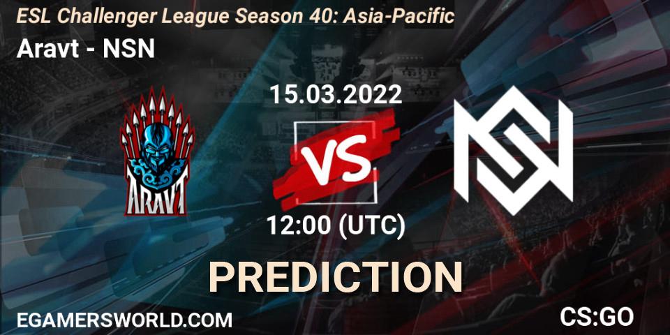 Aravt vs NSN: Match Prediction. 15.03.2022 at 12:00, Counter-Strike (CS2), ESL Challenger League Season 40: Asia-Pacific