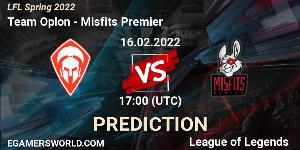 Team Oplon vs Misfits Premier: Match Prediction. 16.02.2022 at 17:00, LoL, LFL Spring 2022