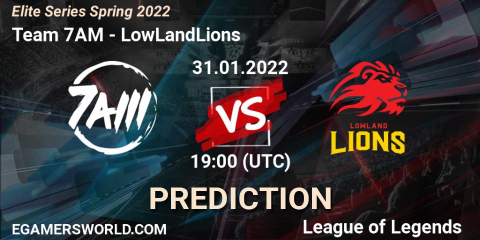 Team 7AM vs LowLandLions: Match Prediction. 31.01.2022 at 19:00, LoL, Elite Series Spring 2022