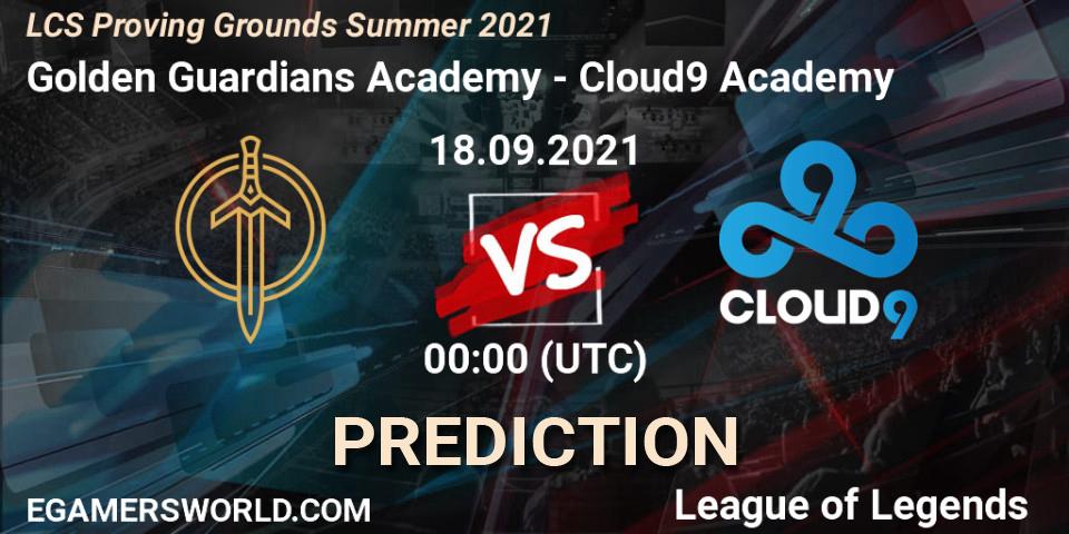 Golden Guardians Academy vs Cloud9 Academy: Match Prediction. 18.09.2021 at 00:00, LoL, LCS Proving Grounds Summer 2021