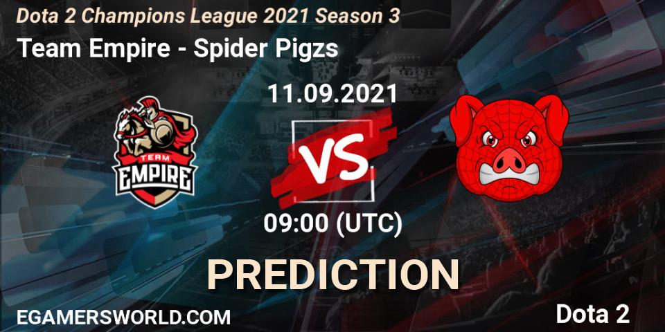 Team Empire vs Spider Pigzs: Match Prediction. 11.09.2021 at 09:00, Dota 2, Dota 2 Champions League 2021 Season 3