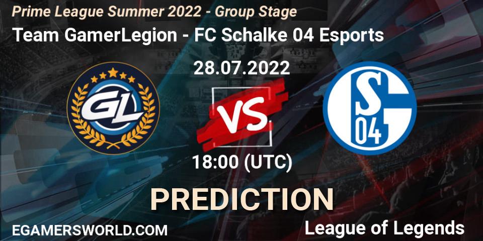 Team GamerLegion vs FC Schalke 04 Esports: Match Prediction. 28.07.22, LoL, Prime League Summer 2022 - Group Stage