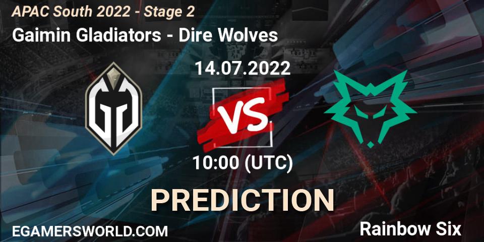 Gaimin Gladiators vs Dire Wolves: Match Prediction. 14.07.2022 at 10:00, Rainbow Six, APAC South 2022 - Stage 2