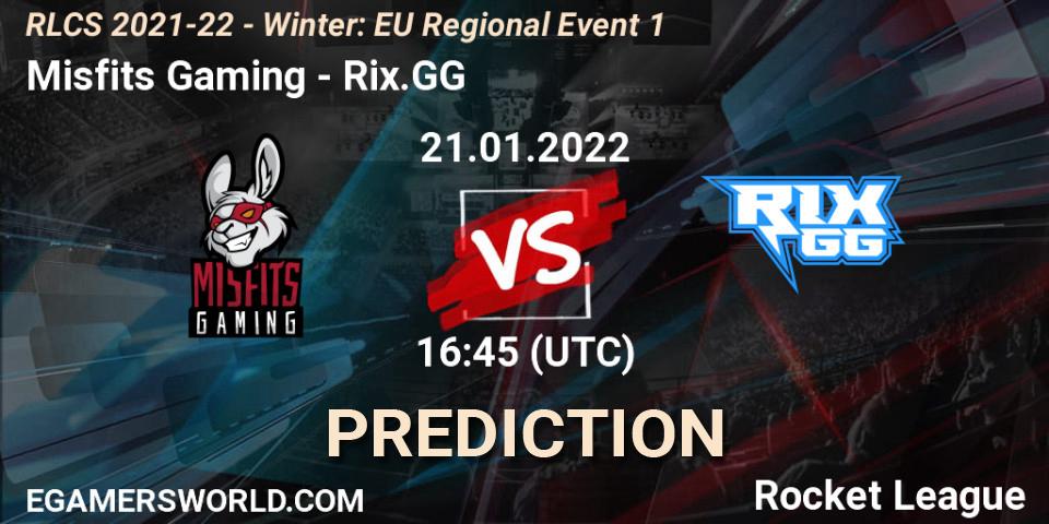 Misfits Gaming vs Rix.GG: Match Prediction. 21.01.2022 at 16:45, Rocket League, RLCS 2021-22 - Winter: EU Regional Event 1
