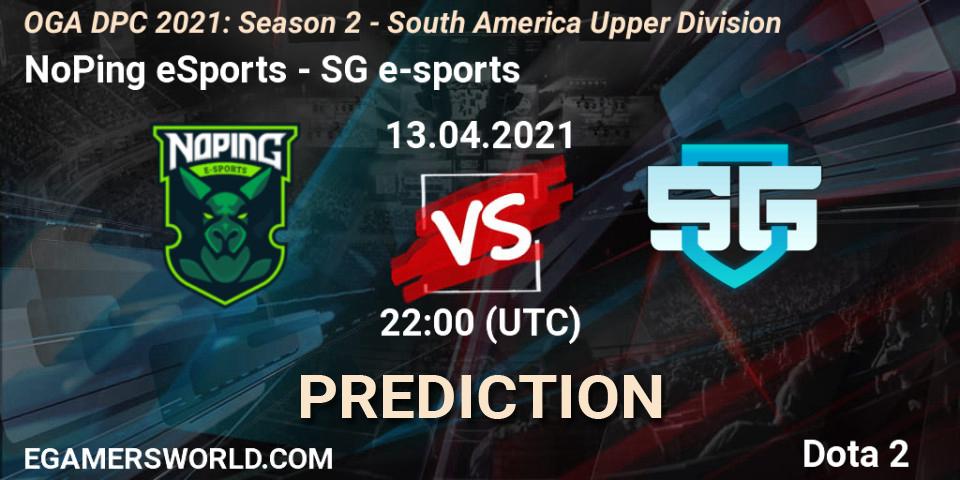 NoPing eSports vs SG e-sports: Match Prediction. 14.04.2021 at 22:00, Dota 2, OGA DPC 2021: Season 2 - South America Upper Division