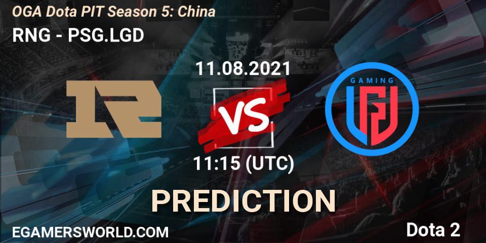 RNG vs PSG.LGD: Match Prediction. 11.08.2021 at 10:17, Dota 2, OGA Dota PIT Season 5: China