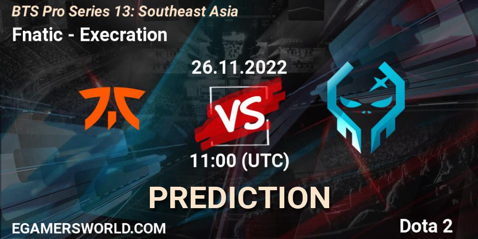 Fnatic vs Execration: Match Prediction. 26.11.2022 at 11:29, Dota 2, BTS Pro Series 13: Southeast Asia