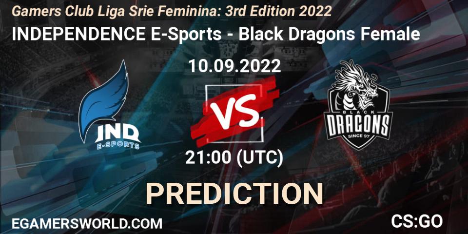 INDEPENDENCE E-Sports vs Black Dragons Female: Match Prediction. 10.09.2022 at 21:00, Counter-Strike (CS2), Gamers Club Liga Série Feminina: 3rd Edition 2022