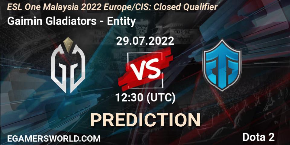 Gaimin Gladiators vs Entity: Match Prediction. 29.07.2022 at 12:31, Dota 2, ESL One Malaysia 2022 Europe/CIS: Closed Qualifier