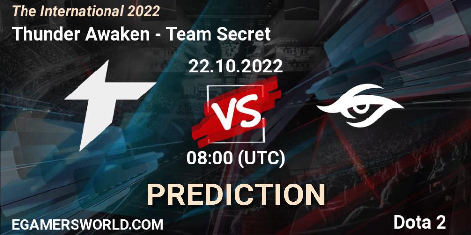 Thunder Awaken vs Team Secret: Match Prediction. 22.10.2022 at 09:30, Dota 2, The International 2022