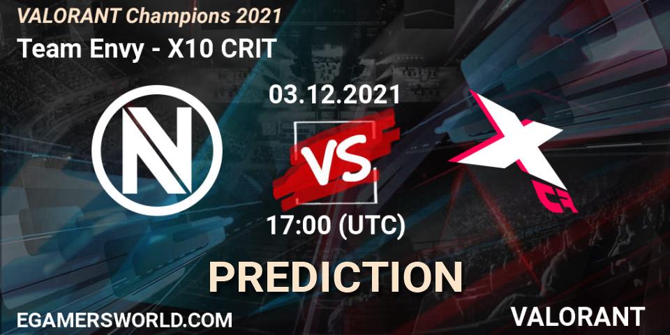 Team Envy vs X10 CRIT: Match Prediction. 03.12.2021 at 21:30, VALORANT, VALORANT Champions 2021