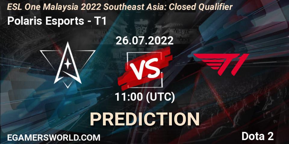 Polaris Esports vs T1: Match Prediction. 26.07.2022 at 11:01, Dota 2, ESL One Malaysia 2022 Southeast Asia: Closed Qualifier
