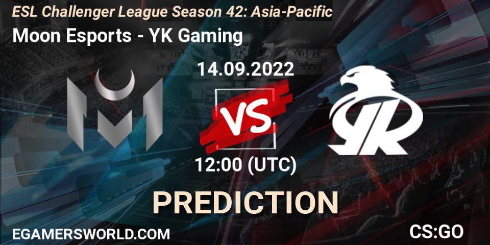 Moon Esports vs YK Gaming: Match Prediction. 14.09.22, CS2 (CS:GO), ESL Challenger League Season 42: Asia-Pacific