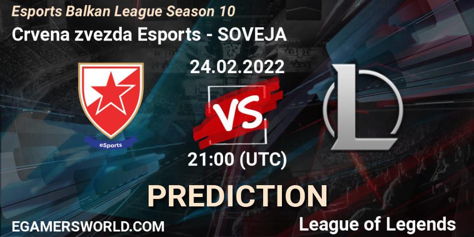 Crvena zvezda Esports vs SOVEJA: Match Prediction. 24.02.2022 at 21:00, LoL, Esports Balkan League Season 10