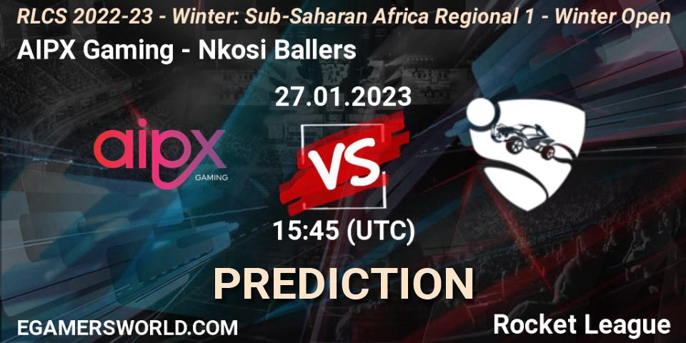 AIPX Gaming vs Nkosi Ballers: Match Prediction. 27.01.2023 at 15:45, Rocket League, RLCS 2022-23 - Winter: Sub-Saharan Africa Regional 1 - Winter Open