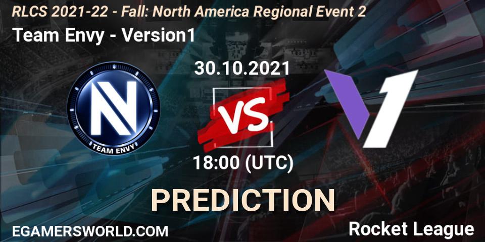 Team Envy vs Version1: Match Prediction. 30.10.2021 at 18:00, Rocket League, RLCS 2021-22 - Fall: North America Regional Event 2