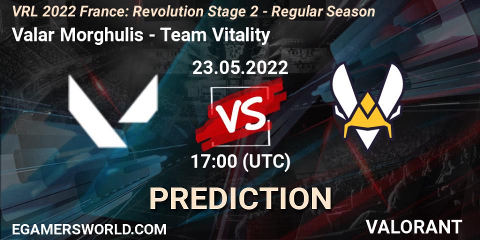 Valar Morghulis vs Team Vitality: Match Prediction. 23.05.2022 at 17:15, VALORANT, VRL 2022 France: Revolution Stage 2 - Regular Season