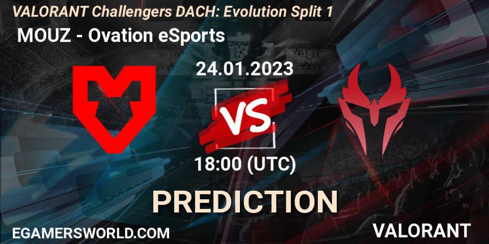  MOUZ vs Ovation eSports: Match Prediction. 24.01.2023 at 18:00, VALORANT, VALORANT Challengers 2023 DACH: Evolution Split 1