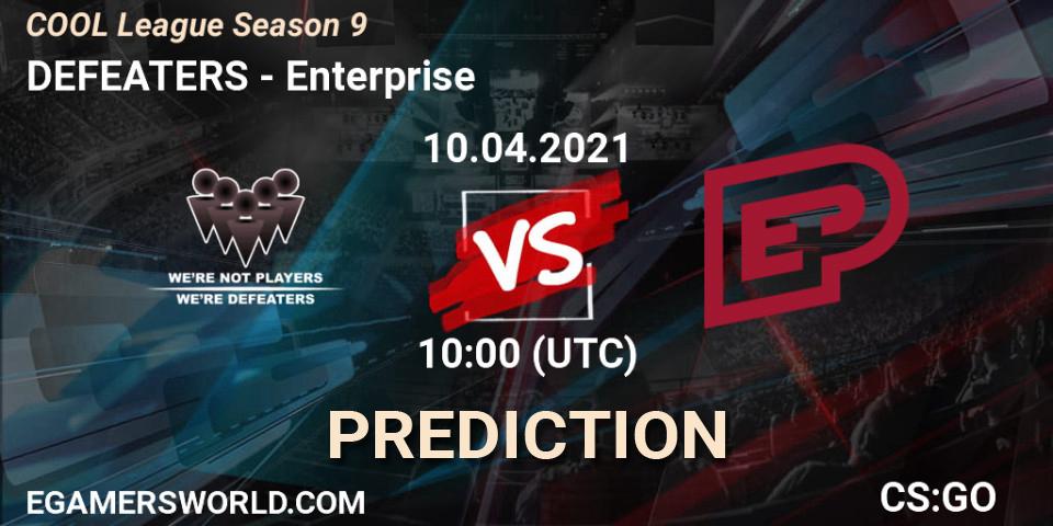 DEFEATERS vs Enterprise: Match Prediction. 10.04.2021 at 10:00, Counter-Strike (CS2), COOL League Season 9