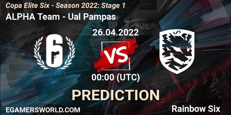 ALPHA Team vs Ualá Pampas: Match Prediction. 26.04.2022 at 00:00, Rainbow Six, Copa Elite Six - Season 2022: Stage 1