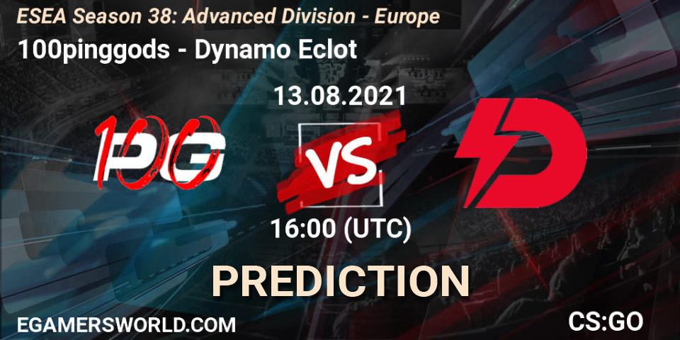 100pinggods vs Dynamo Eclot: Match Prediction. 13.08.2021 at 16:00, Counter-Strike (CS2), ESEA Season 38: Advanced Division - Europe