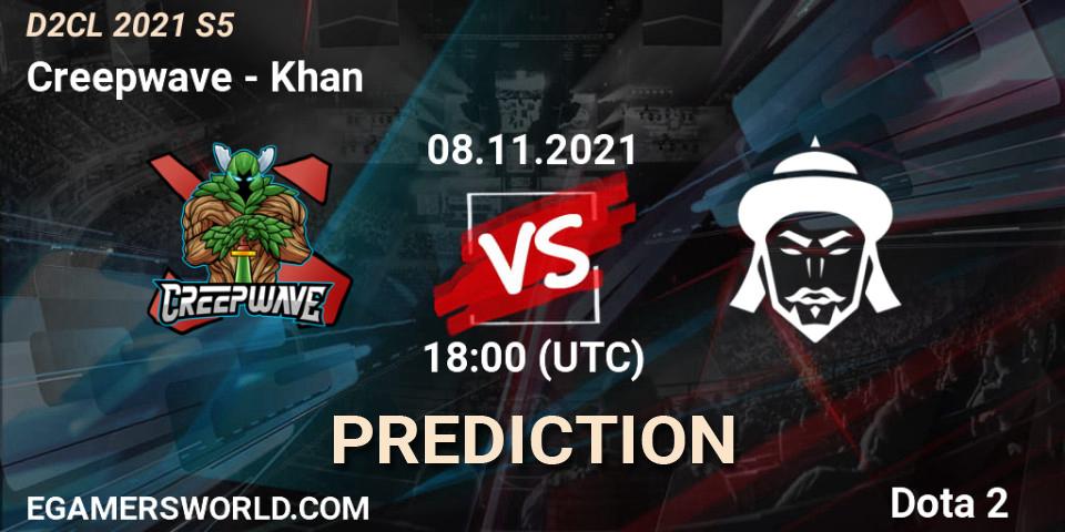 Creepwave vs Khan: Match Prediction. 08.11.2021 at 18:34, Dota 2, Dota 2 Champions League 2021 Season 5