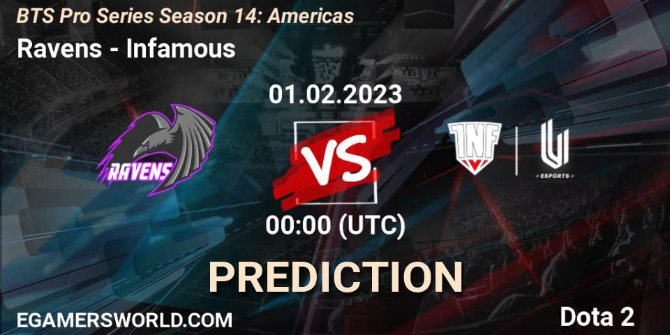 Ravens vs Infamous: Match Prediction. 31.01.23, Dota 2, BTS Pro Series Season 14: Americas