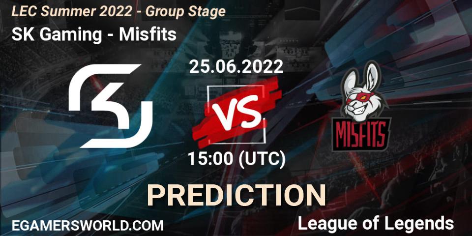 SK Gaming vs Misfits Gaming: Match Prediction. 25.06.22, LoL, LEC Summer 2022 - Group Stage
