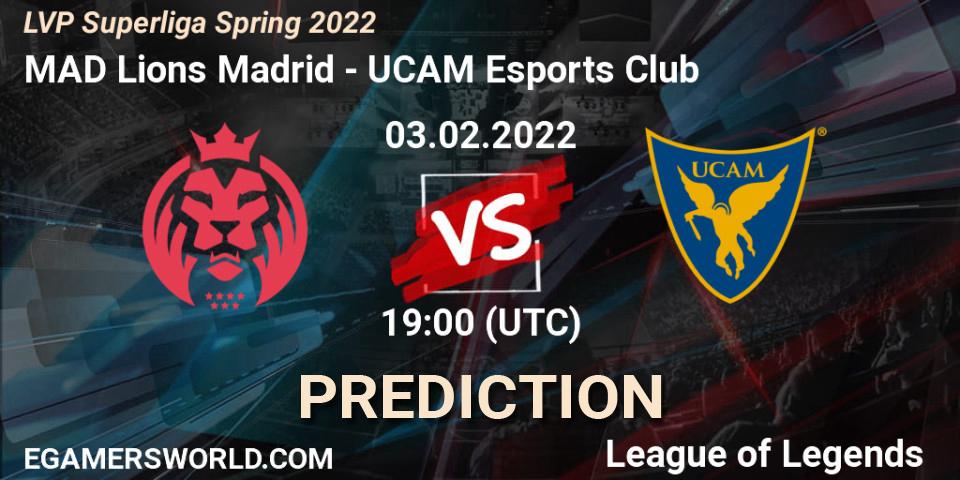 MAD Lions Madrid vs UCAM Esports Club: Match Prediction. 03.02.2022 at 19:00, LoL, LVP Superliga Spring 2022