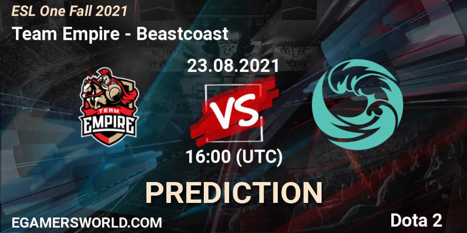 Team Empire vs Beastcoast: Match Prediction. 24.08.2021 at 16:00, Dota 2, ESL One Fall 2021