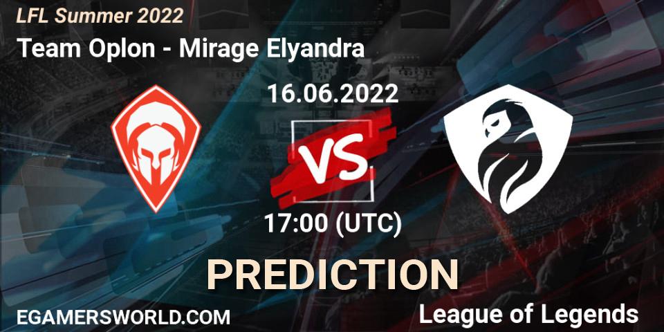 Team Oplon vs Mirage Elyandra: Match Prediction. 16.06.2022 at 17:10, LoL, LFL Summer 2022