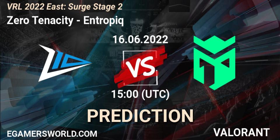 Zero Tenacity vs Entropiq: Match Prediction. 16.06.2022 at 15:00, VALORANT, VRL 2022 East: Surge Stage 2