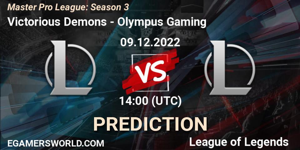 Victorious Demons vs Olympus Gaming: Match Prediction. 18.12.22, LoL, Master Pro League: Season 3