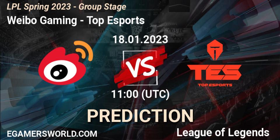 Weibo Gaming vs Top Esports: Match Prediction. 18.01.23, LoL, LPL Spring 2023 - Group Stage