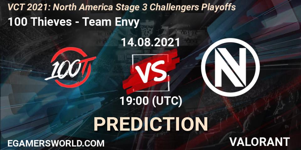 100 Thieves vs Team Envy: Match Prediction. 14.08.2021 at 19:00, VALORANT, VCT 2021: North America Stage 3 Challengers Playoffs